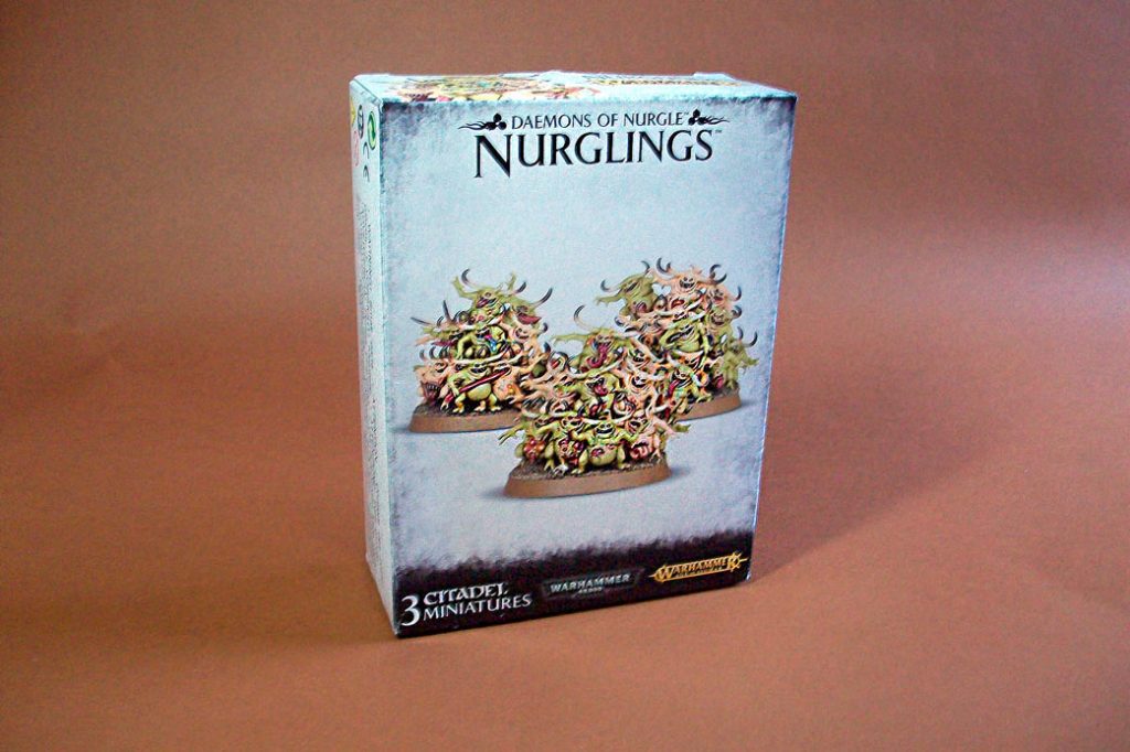 Angle view of Nurglings box on a brown background 2017