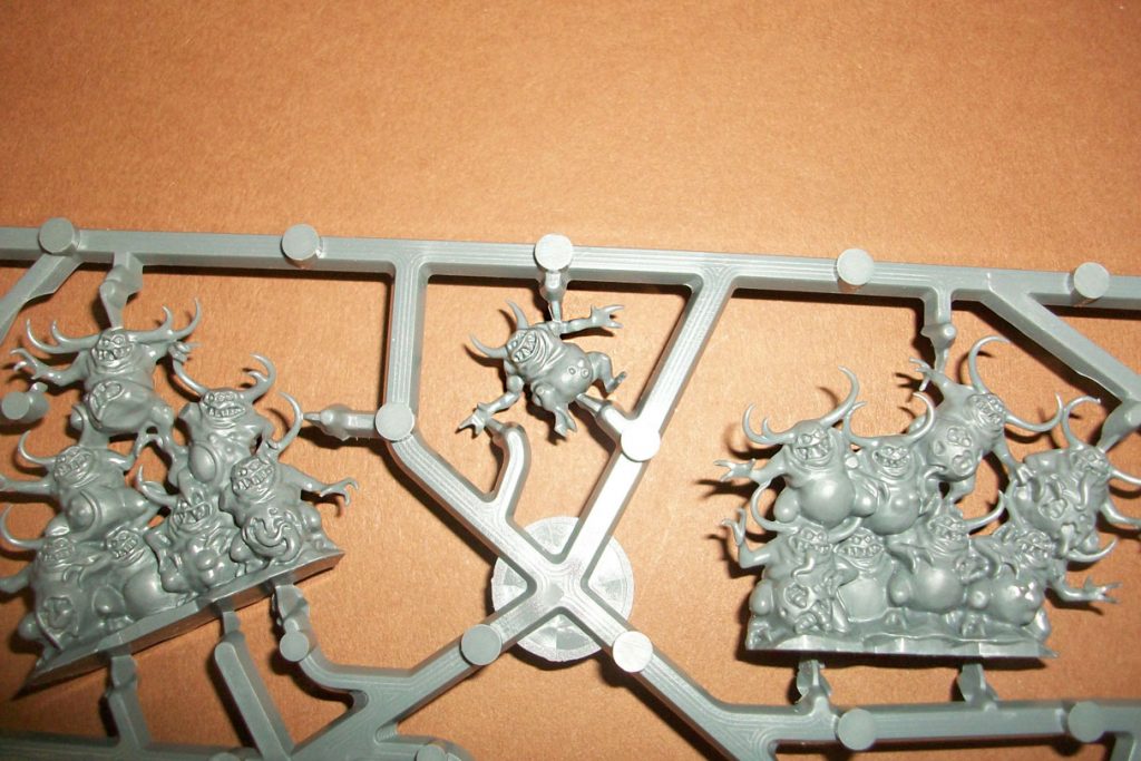 Close up of Nurglings on a box 