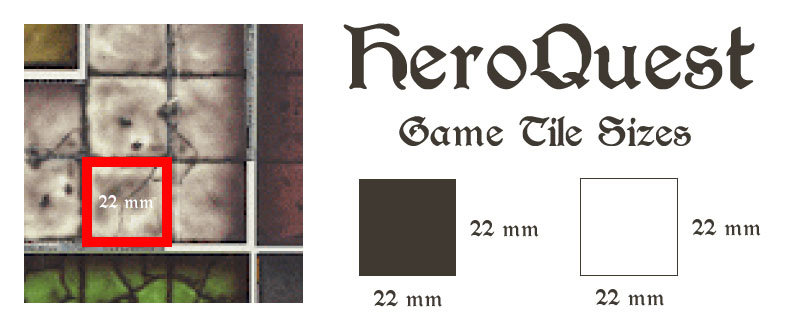 Heroquest, Game board in tiles in 'mm'