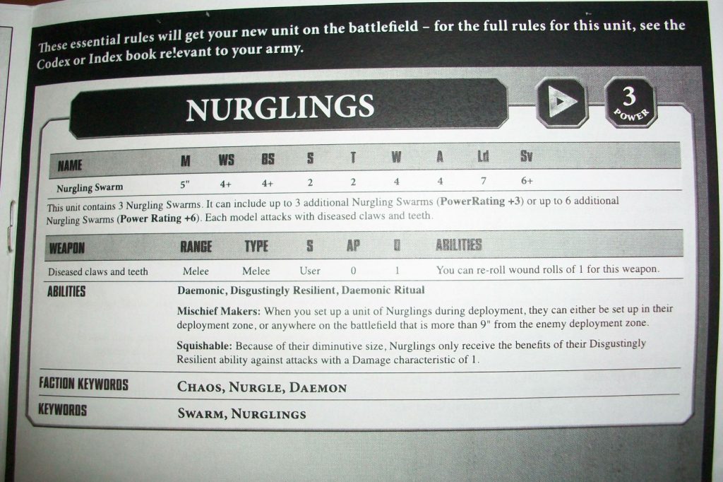 Nurglings 8th edition Datasheet and stats