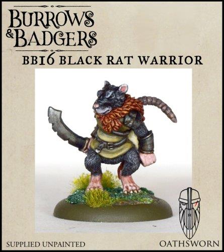 Burrows & badgers miniatures black rat warrior painted