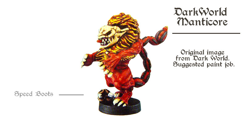 miniatures came in the dark world - the icon red Manticore (lion monster)